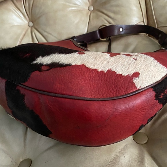 RARE Dooney & Bourke Calf Hair Fur-on STAINS INSIDE Large Leather Bag - Picture 9 of 16